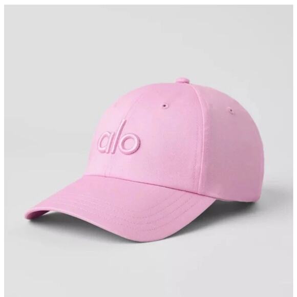 SOLD NWT Alo Yoga Pink Off Duty Cap Logo Adjustable Clean Girl Pilates Core - Picture 5 of 11